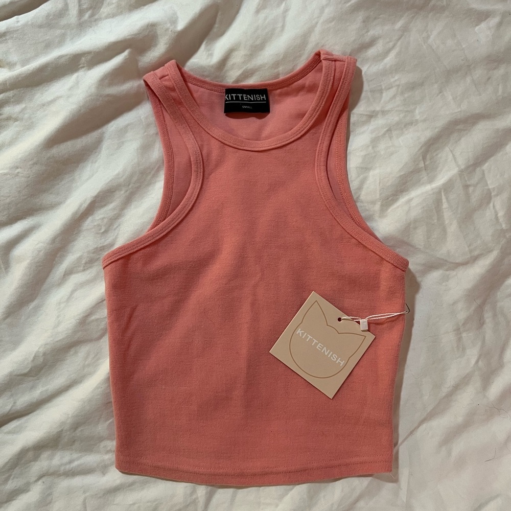 Kittenish Cropped Tank Peach Sz S